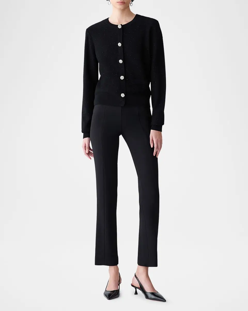 Carolina Herrera Shimmering Wool Crewneck Cardigan | Thumbnail 5