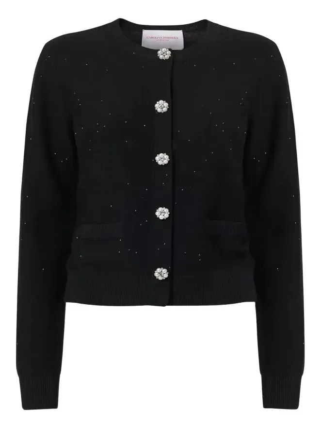Shimmering Wool Crewneck Cardigan Shimmering Wool Crewneck Cardigan