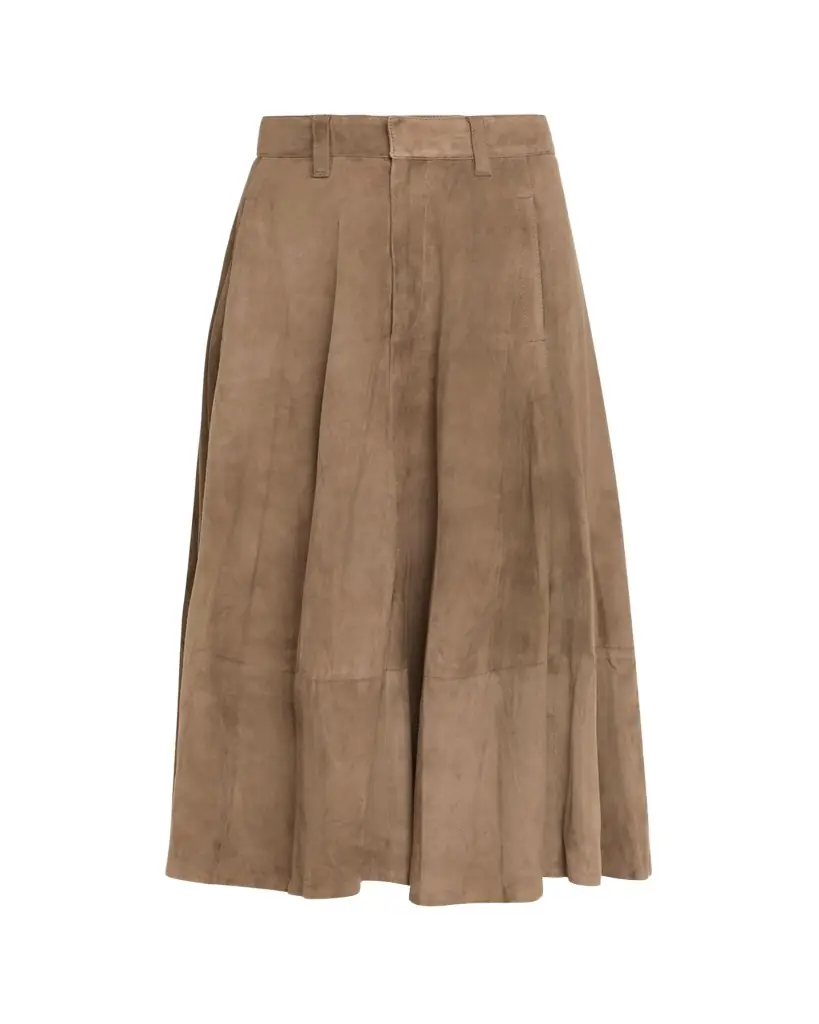 Brunello Cucinelli Suede Midi Circle Skirt | Image 1 Brunello Cucinelli Suede Midi Circle Skirt | Image 1