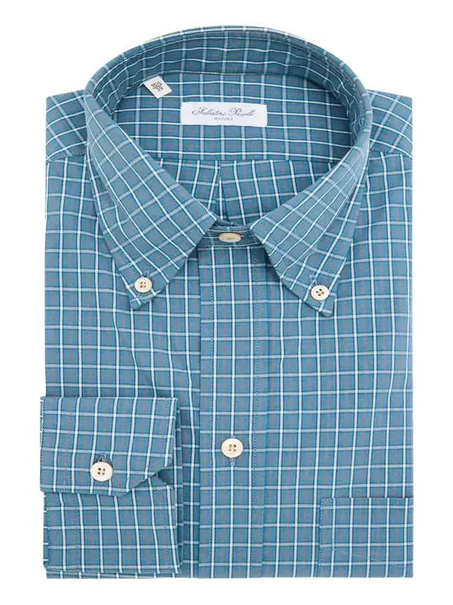 Men's Cotton Plaid Pocket Button-Down Shirt