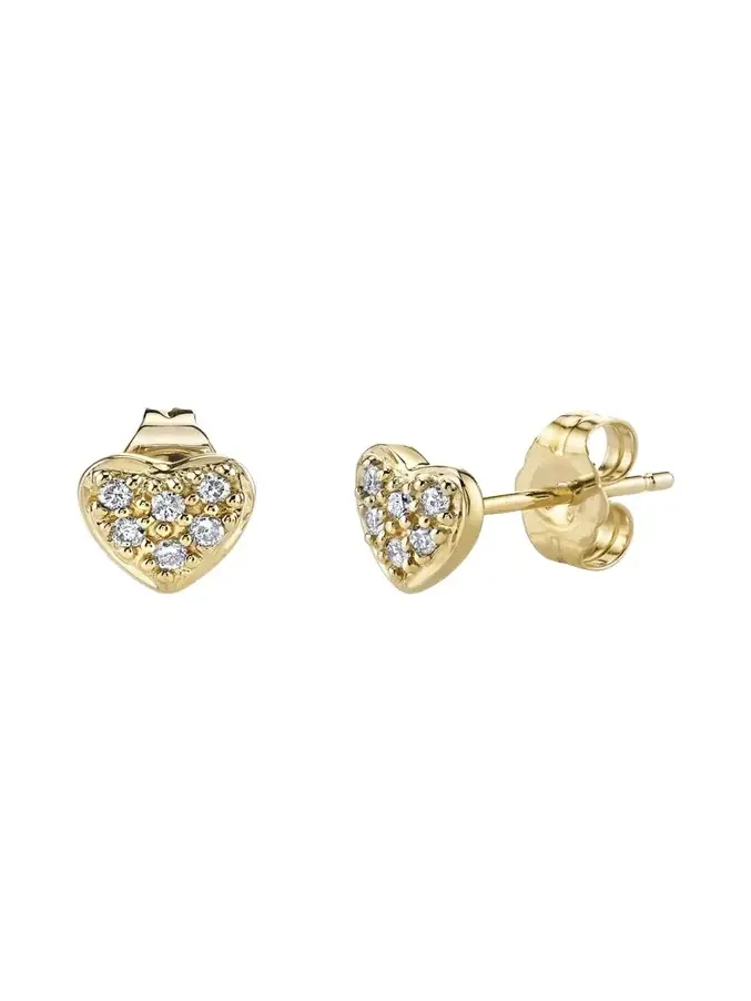 14K Yellow Gold Diamond Mini Heart Earring, Single