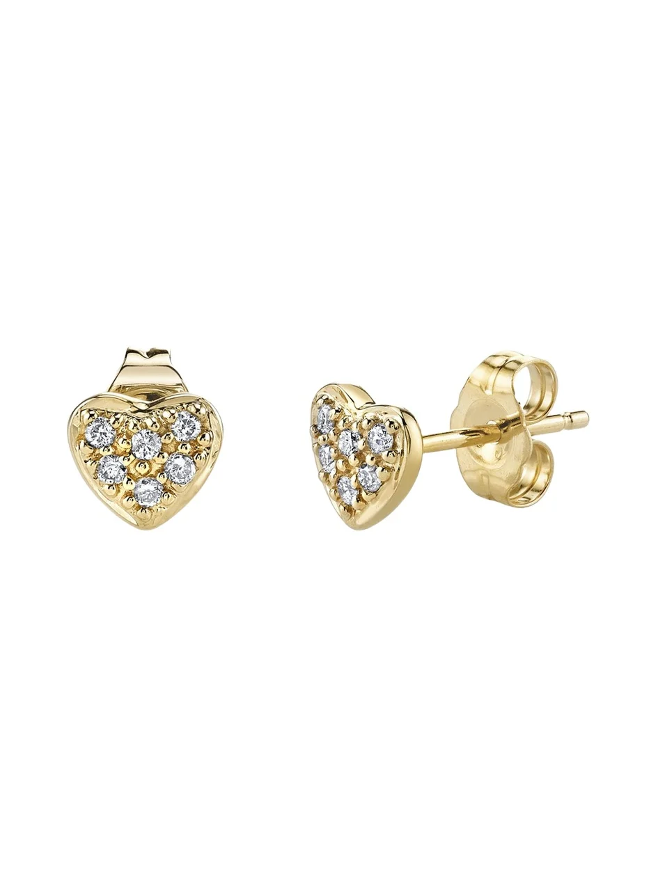 14K Yellow Gold Diamond Mini Heart Earring, Single