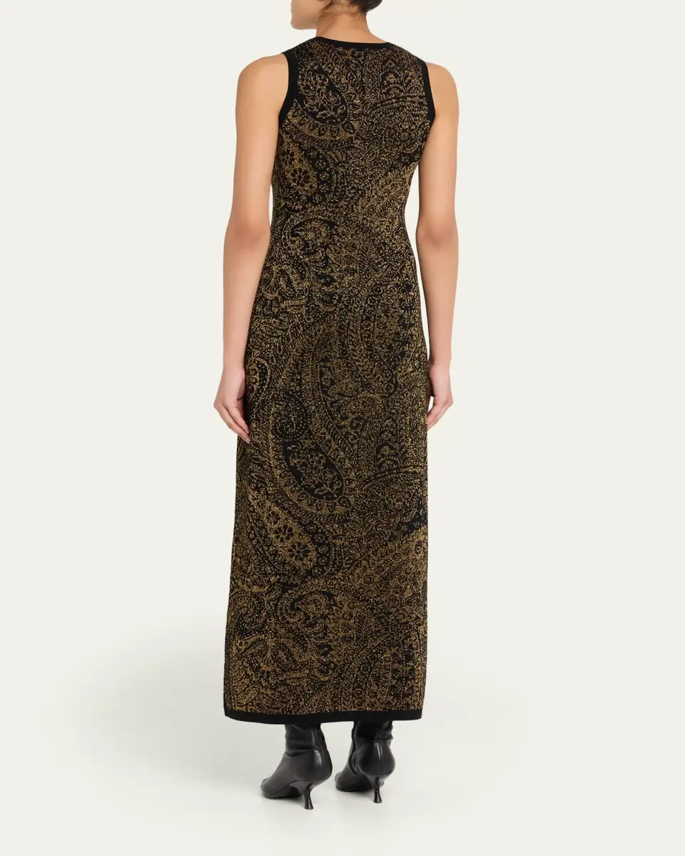 Etro Metallic Paisley Knit Sleeveless Maxi Dress | Thumbnail 3