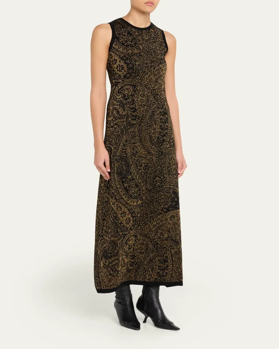 Etro Metallic Paisley Knit Sleeveless Maxi Dress | Thumbnail 4