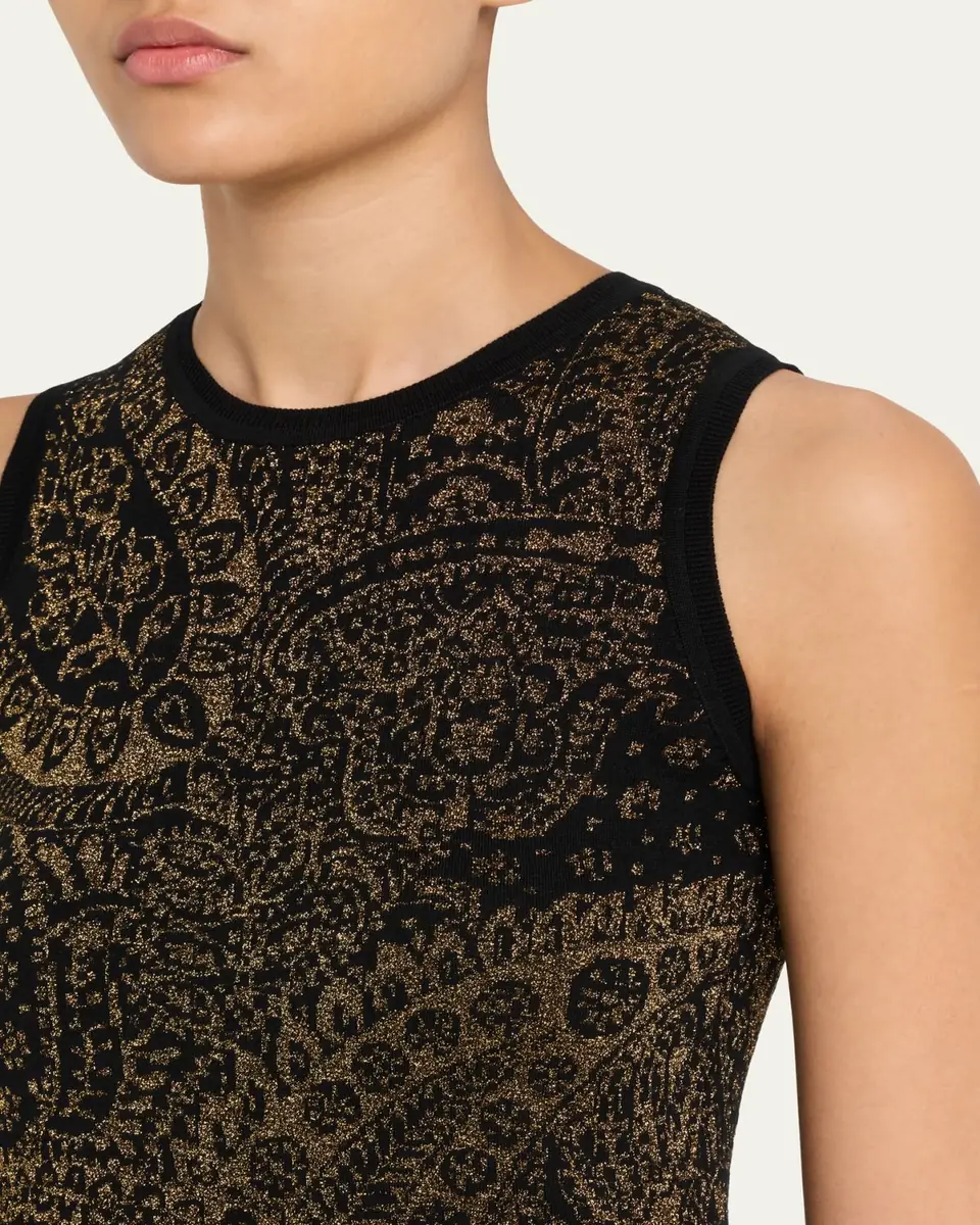 Etro Metallic Paisley Knit Sleeveless Maxi Dress | Thumbnail 5