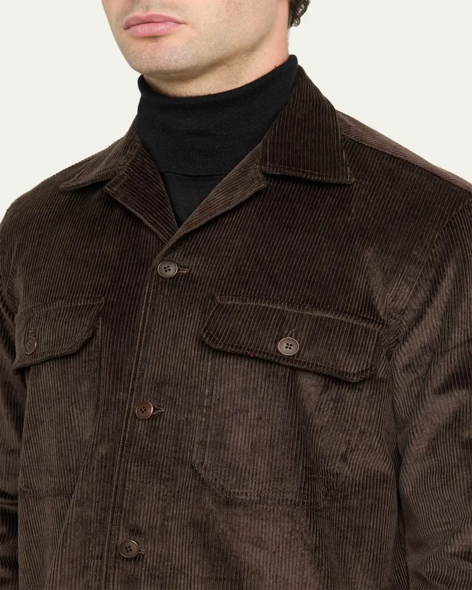 Salvatore Piccolo Men's Cotton Corduroy Dual-Pocket Overshirt | Thumbnail 5 Salvatore Piccolo Men's Cotton Corduroy Dual-Pocket Overshirt | Thumbnail 5