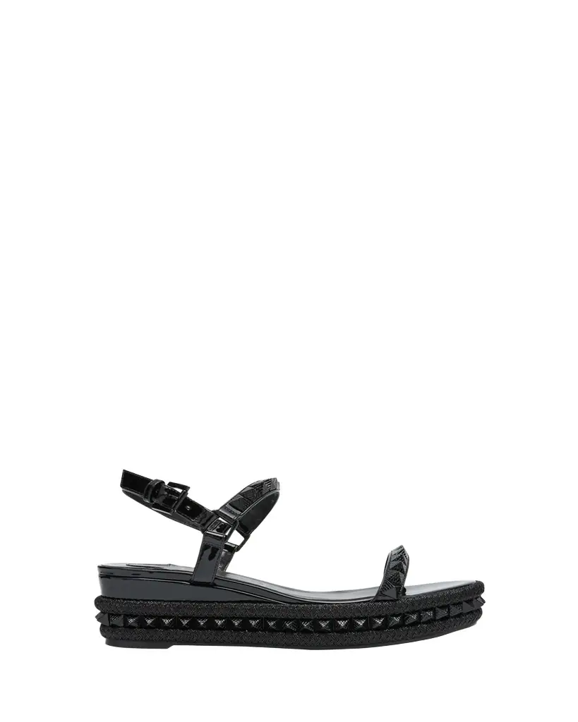 Christian Louboutin 60mm Pyraclou Patent Spike Wedge Sandals | Image 1 Christian Louboutin 60mm Pyraclou Patent Spike Wedge Sandals | Image 1