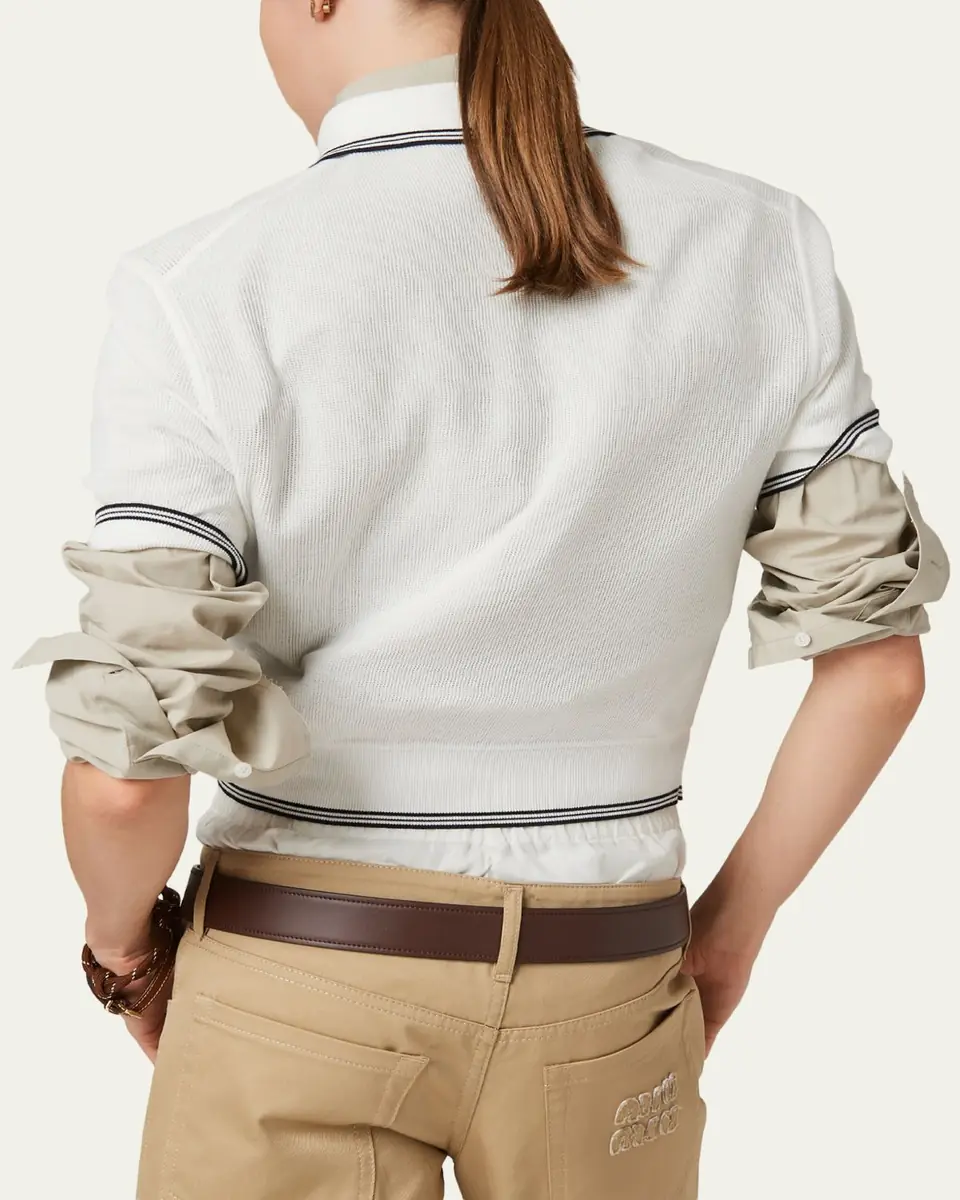 Miu Miu Short-Sleeve Crop Polo Shirt | Thumbnail 4 Miu Miu Short-Sleeve Crop Polo Shirt | Thumbnail 4