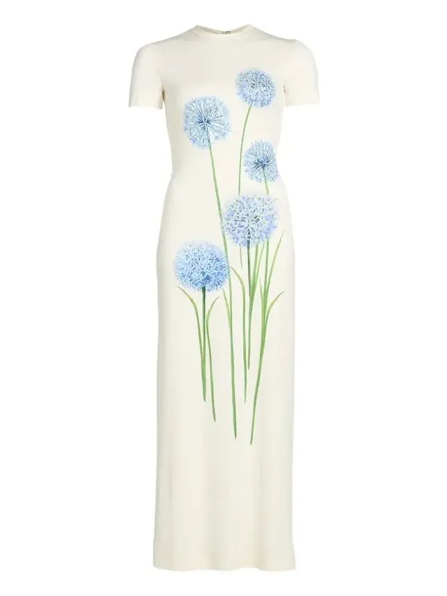 Short-Sleeve Allium Print Jersey Maxi Dress Short-Sleeve Allium Print Jersey Maxi Dress