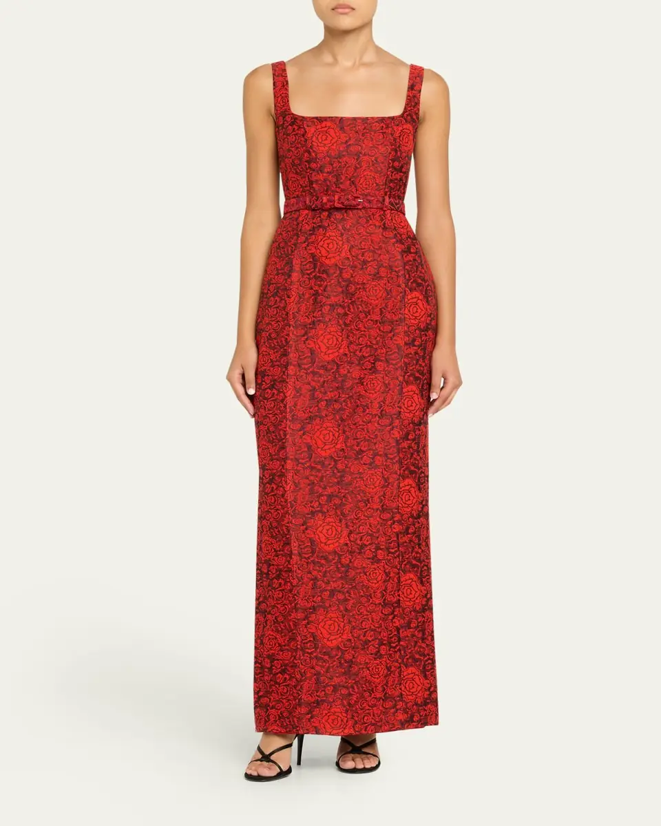 Saloni Bora Rose Brocade Long Dress | Thumbnail 2