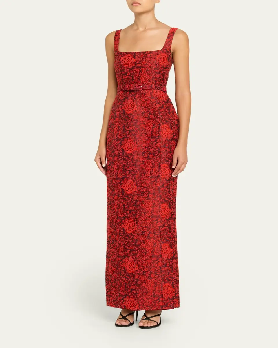 Saloni Bora Rose Brocade Long Dress | Thumbnail 4