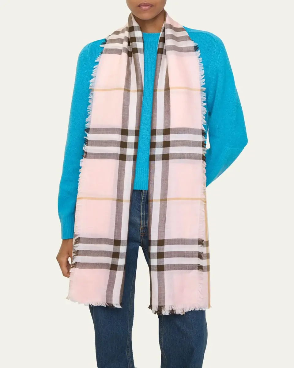 Burberry Check Wool Silk Scarf | Thumbnail 2
