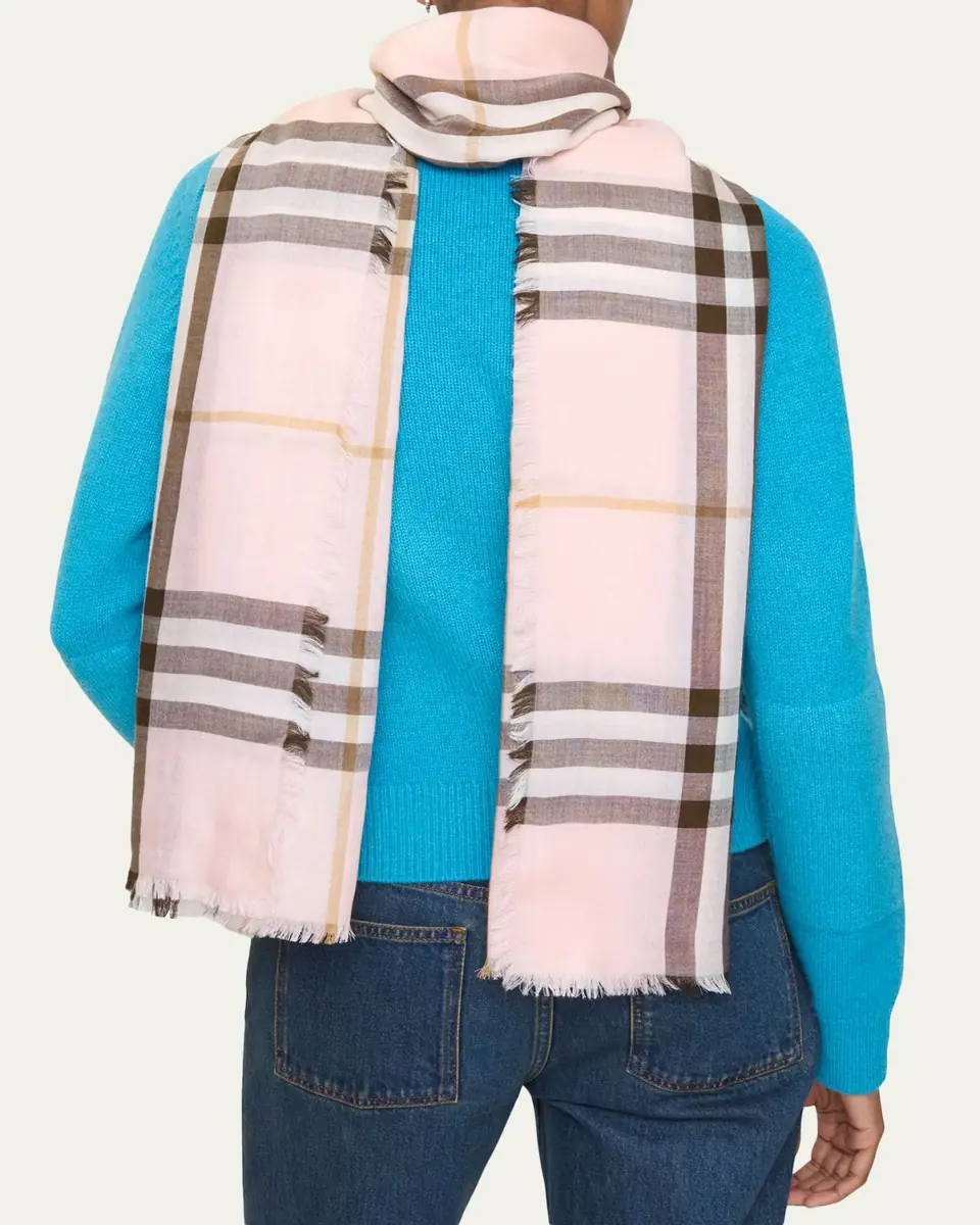 Burberry Check Wool Silk Scarf | Thumbnail 3