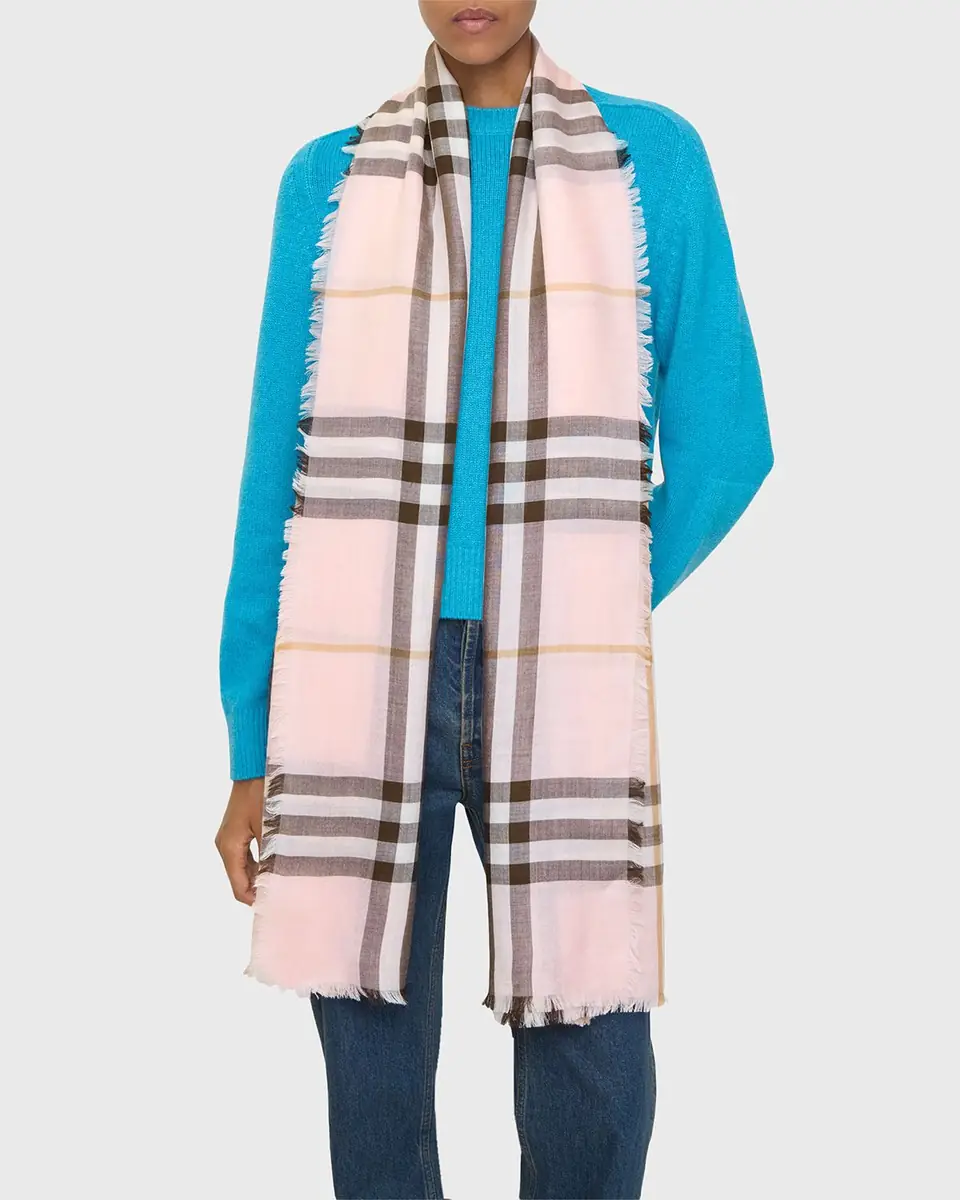 Burberry Check Wool Silk Scarf | Thumbnail 5