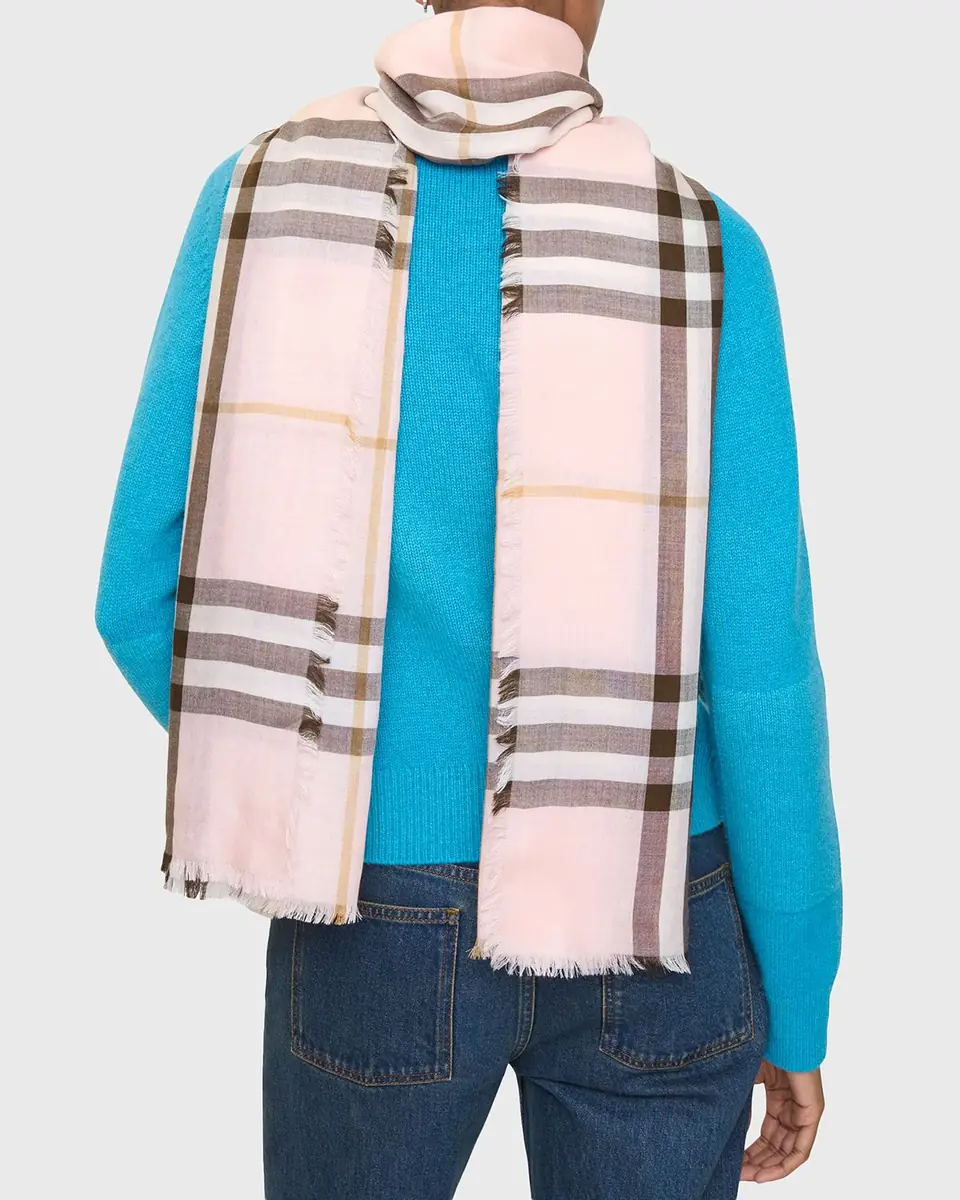 Burberry Check Wool Silk Scarf | Thumbnail 6