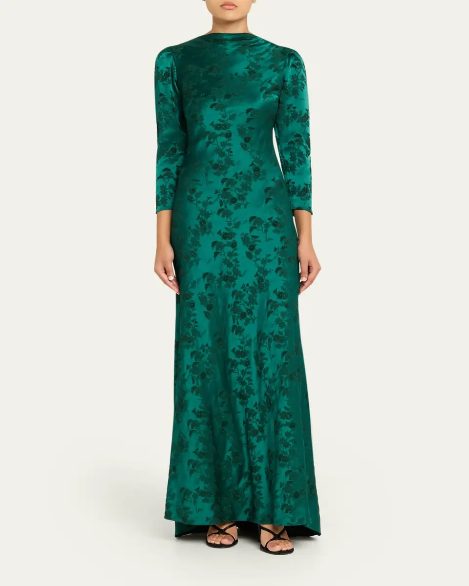 Saloni Sylvie Floral High-Neck Dress | Thumbnail 2 Saloni Sylvie Floral High-Neck Dress | Thumbnail 2