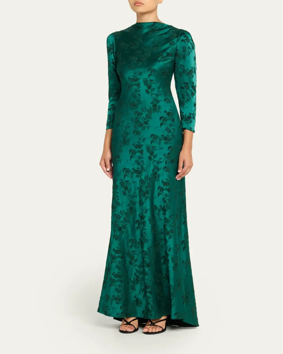 Saloni Sylvie Floral High-Neck Dress | Thumbnail 4 Saloni Sylvie Floral High-Neck Dress | Thumbnail 4
