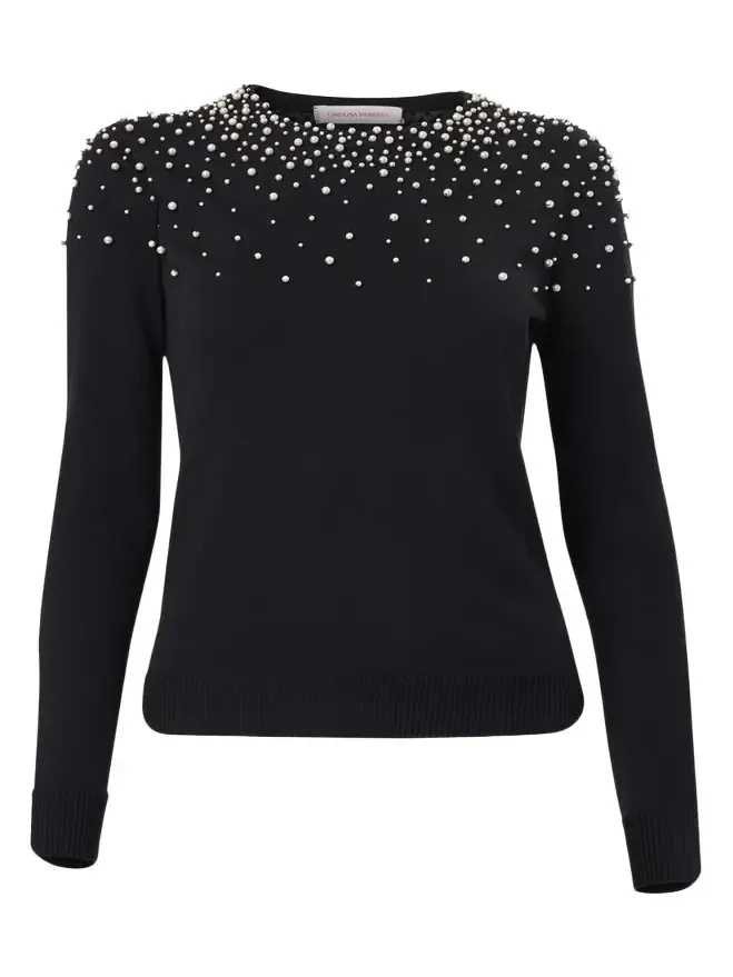 Pearly Collar Silk-Cotton Sweater Pearly Collar Silk-Cotton Sweater