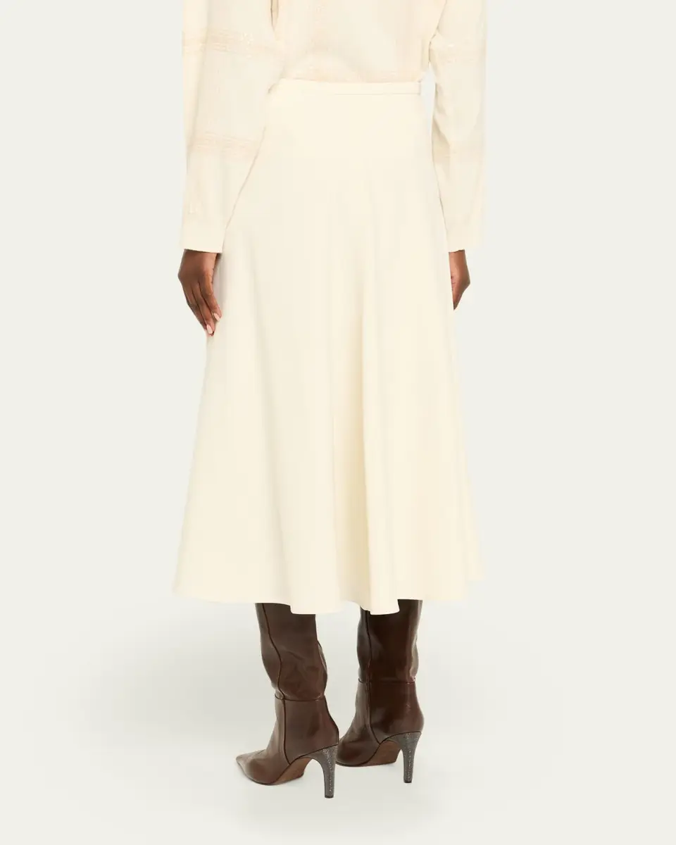 Brunello Cucinelli Wool-Stretch A-Line Midi Skirt | Thumbnail 3 Brunello Cucinelli Wool-Stretch A-Line Midi Skirt | Thumbnail 3