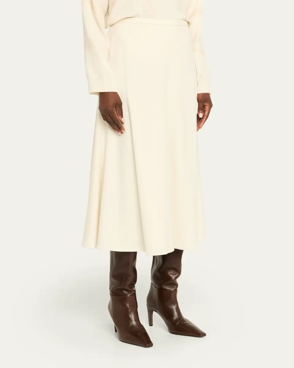 Brunello Cucinelli Wool-Stretch A-Line Midi Skirt | Thumbnail 4 Brunello Cucinelli Wool-Stretch A-Line Midi Skirt | Thumbnail 4