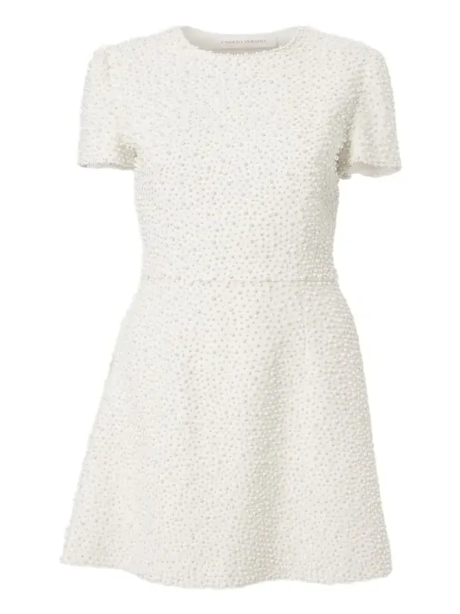 Pearly Embellished Short-Sleeve Mini Dress Pearly Embellished Short-Sleeve Mini Dress