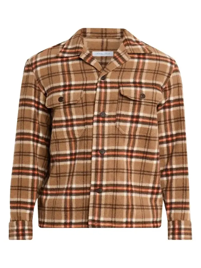 Men's Wool and Cashmere Double-Pocket Plaid Overshirt Men's Wool and Cashmere Double-Pocket Plaid Overshirt