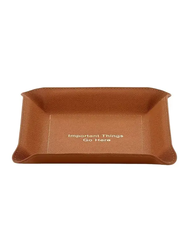"Important Things Go Here" Leather Valet Tray "Important Things Go Here" Leather Valet Tray