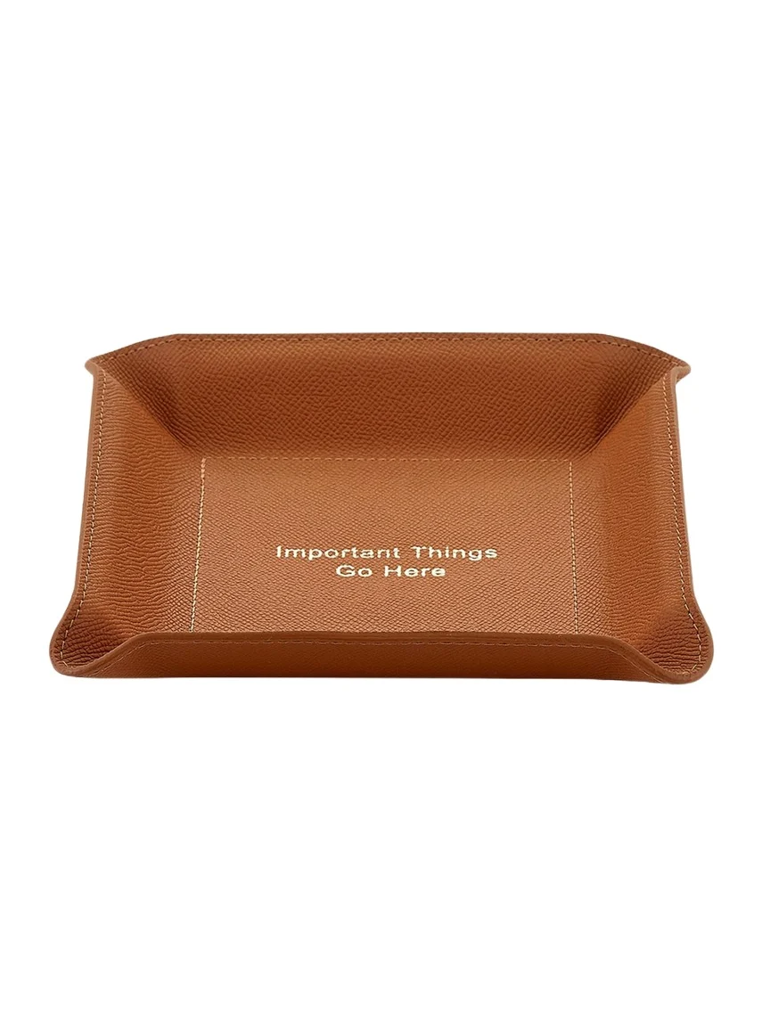 "Important Things Go Here" Leather Valet Tray "Important Things Go Here" Leather Valet Tray
