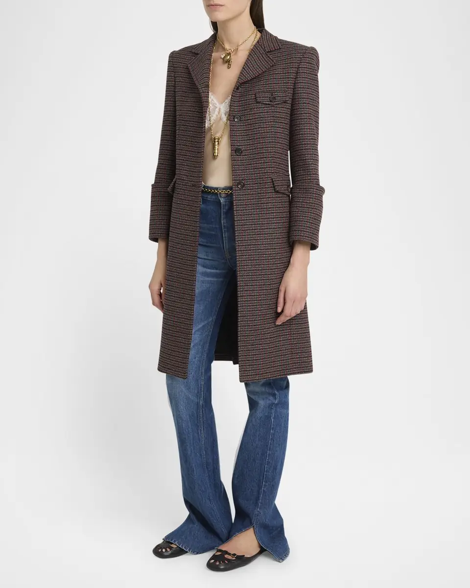 Chloé Houndstooth Wool-Blend Riding Coat | Thumbnail 8 Chloé Houndstooth Wool-Blend Riding Coat | Thumbnail 8