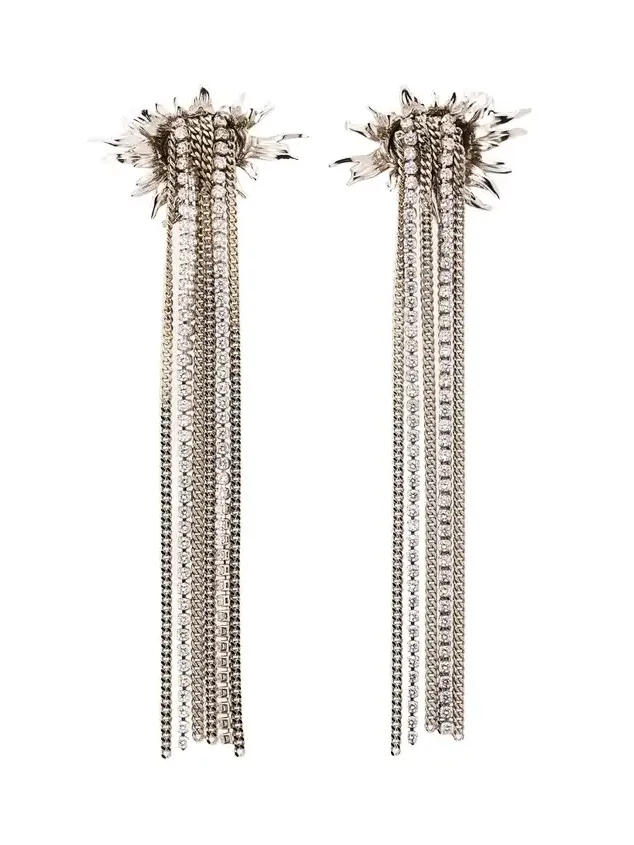 Sunflower Crystal Fringe Drop Earrings