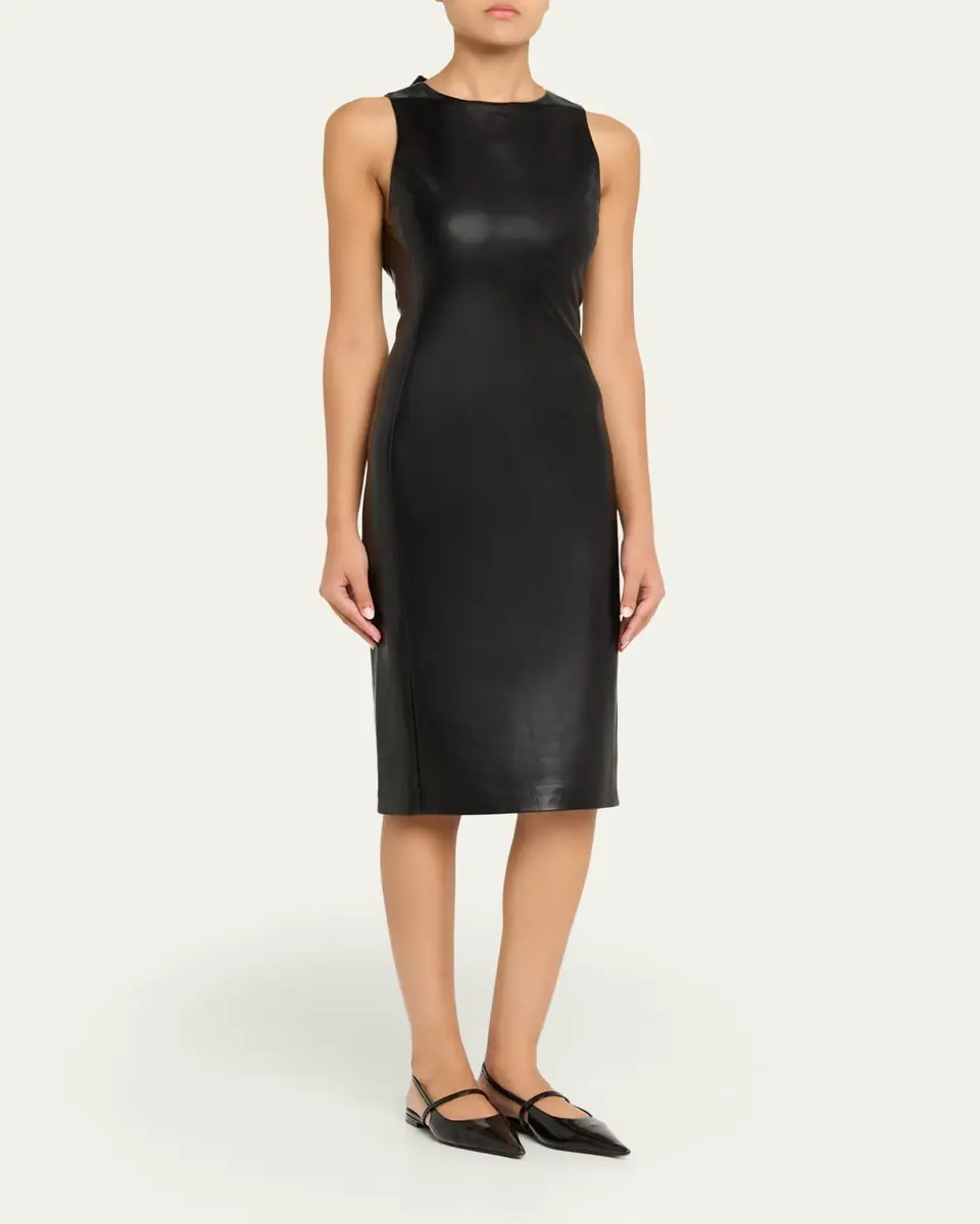 Alice + Olivia Wynell Vegan Leather Knee-Length Dress | Thumbnail 4