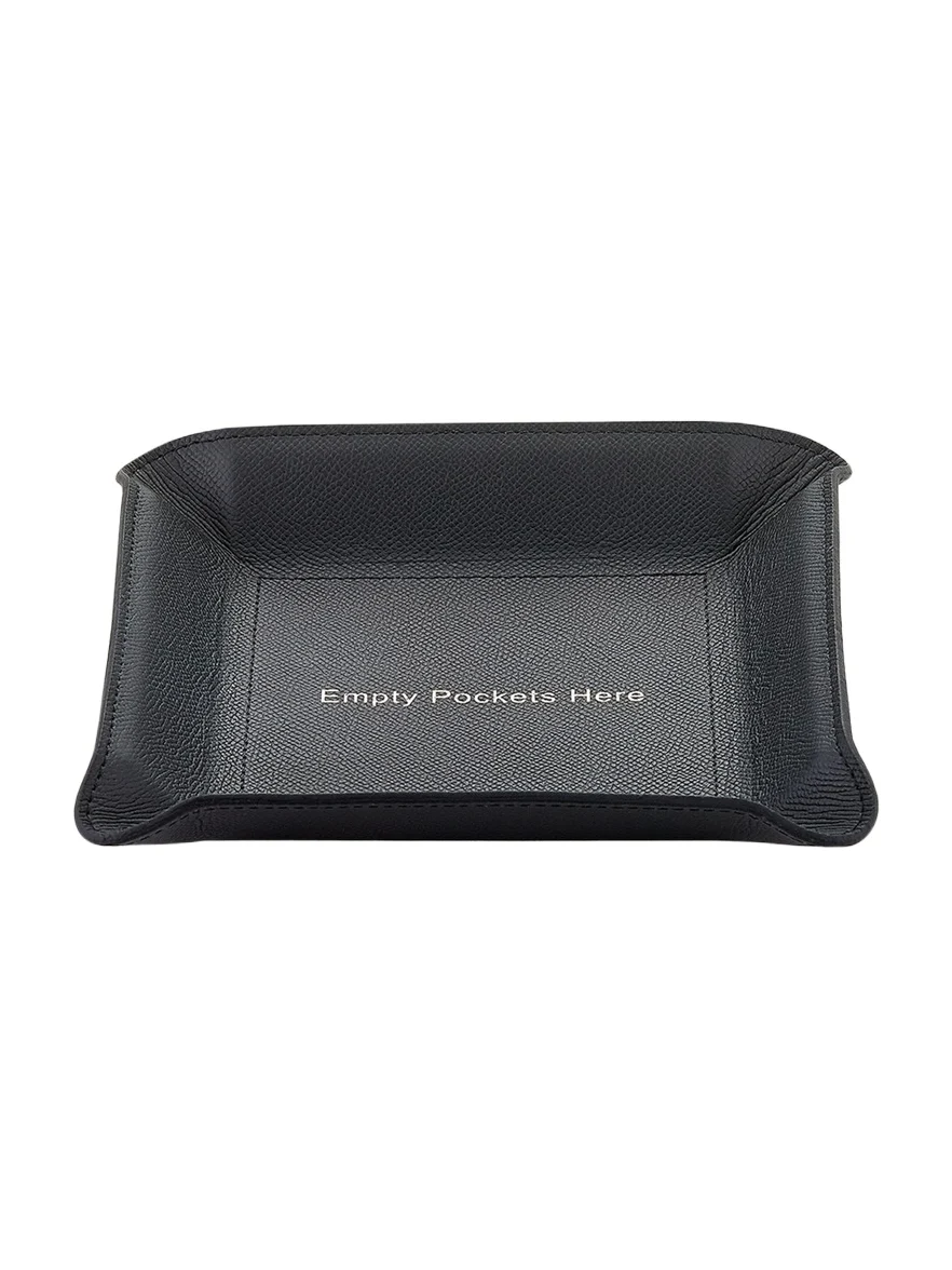 "Empty Pockets Here" Leather Valet Tray