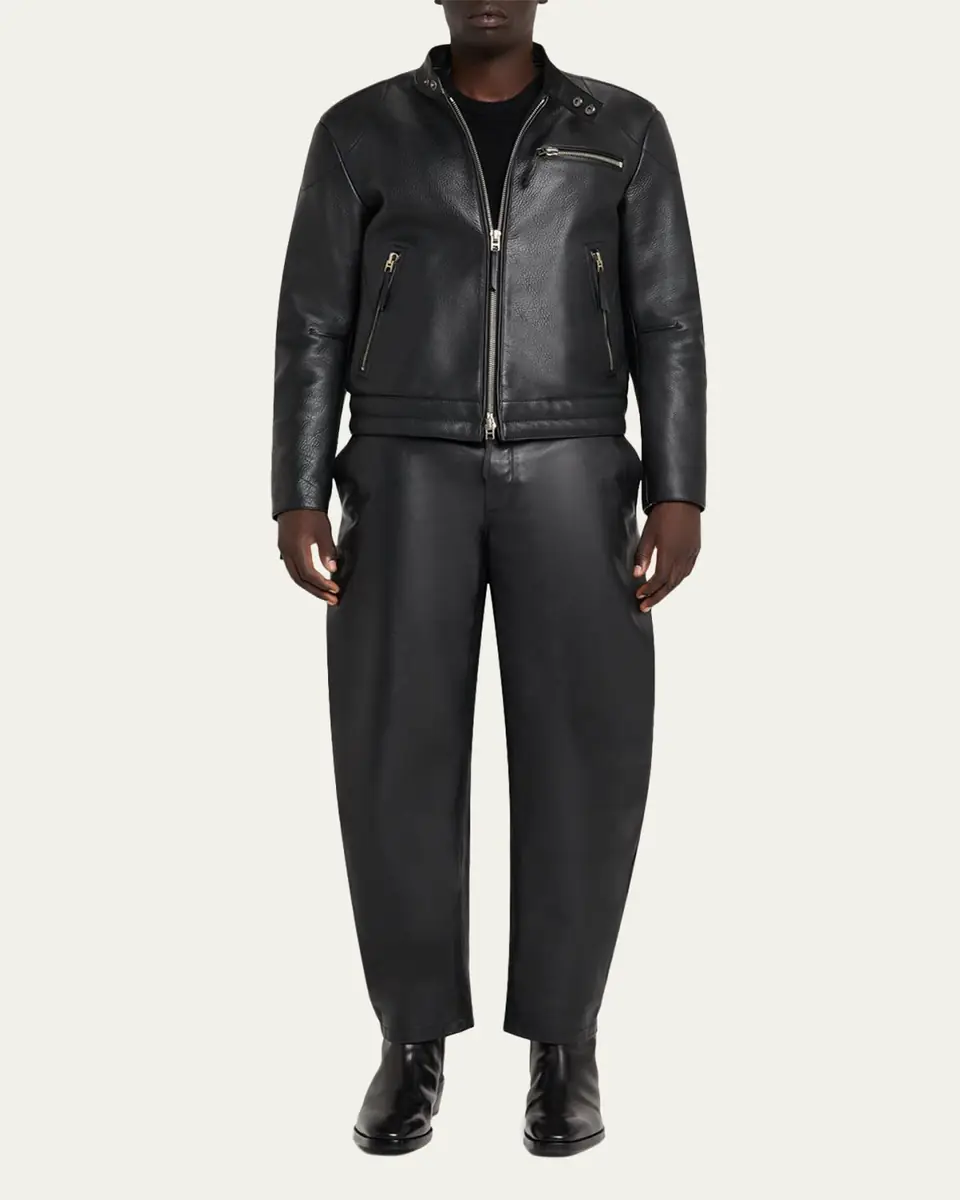 Tom Ford Men's Pebbled Leather Biker Jacket | Thumbnail 2