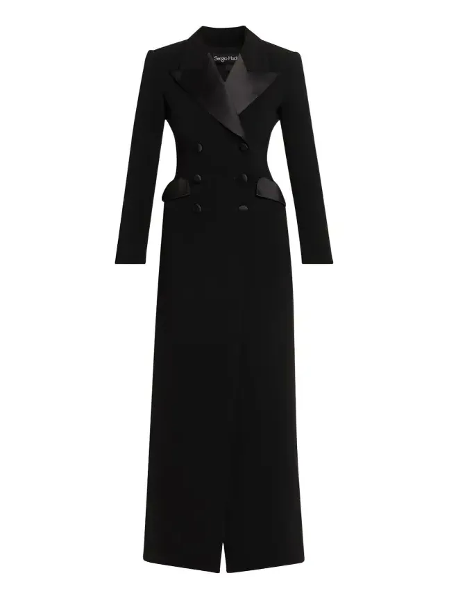 Double-Breasted Satin-Lapel Coat