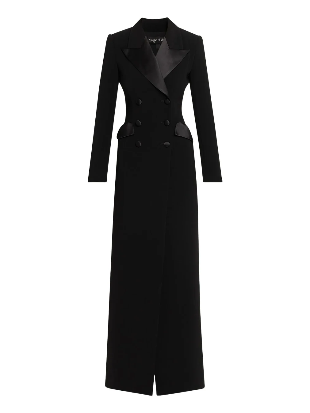 Sergio Hudson Double-Breasted Satin-Lapel Coat