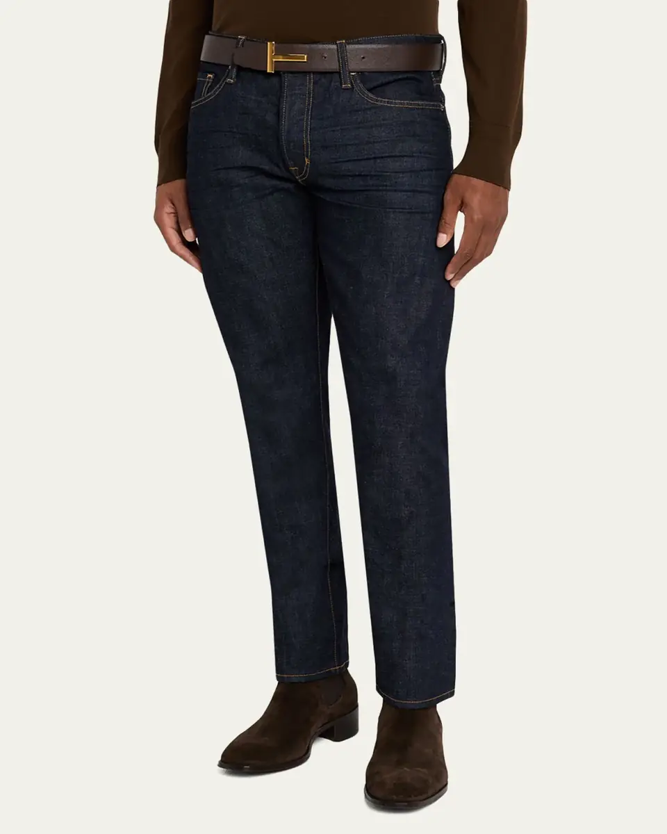 Tom Ford Men's Dark Rinse Selvedge Straight-Fit Jeans | Thumbnail 4 Tom Ford Men's Dark Rinse Selvedge Straight-Fit Jeans | Thumbnail 4