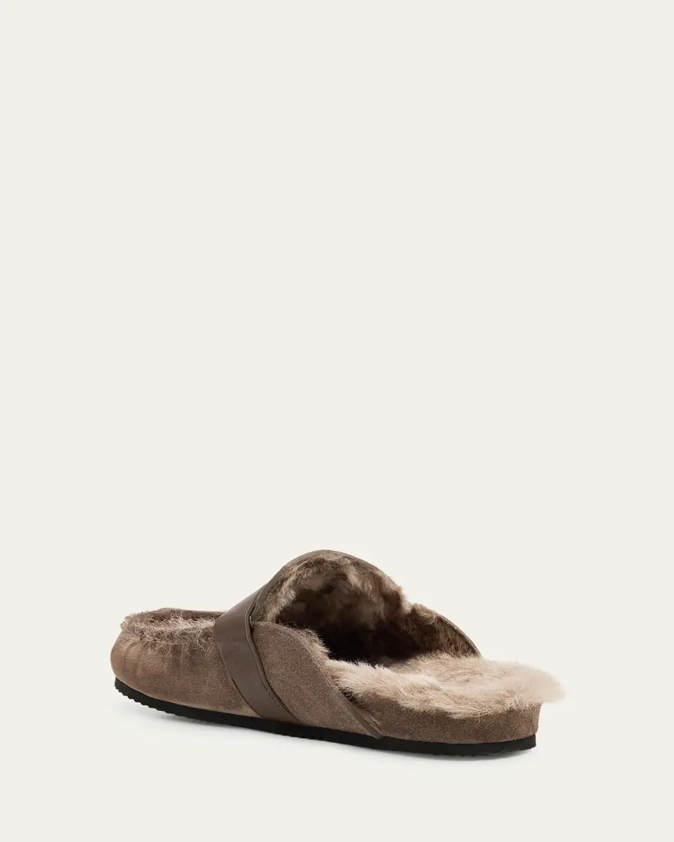 Brunello Cucinelli Suede Shearling-Lined Mules | Thumbnail 4 Brunello Cucinelli Suede Shearling-Lined Mules | Thumbnail 4