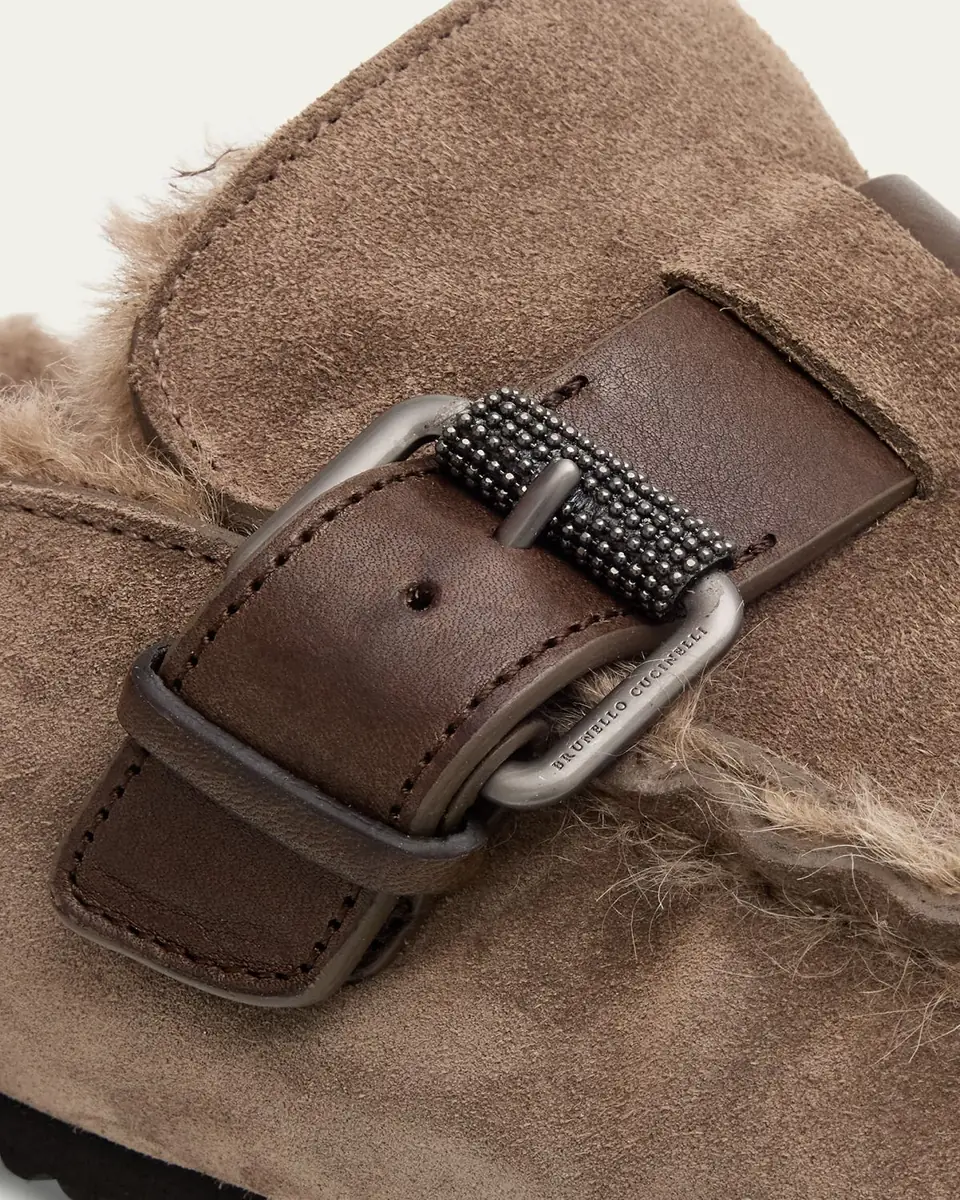 Brunello Cucinelli Suede Shearling-Lined Mules | Thumbnail 5 Brunello Cucinelli Suede Shearling-Lined Mules | Thumbnail 5
