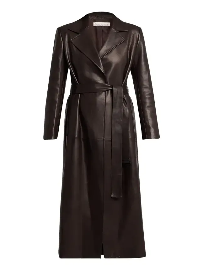 Raisa Belted Leather Coat