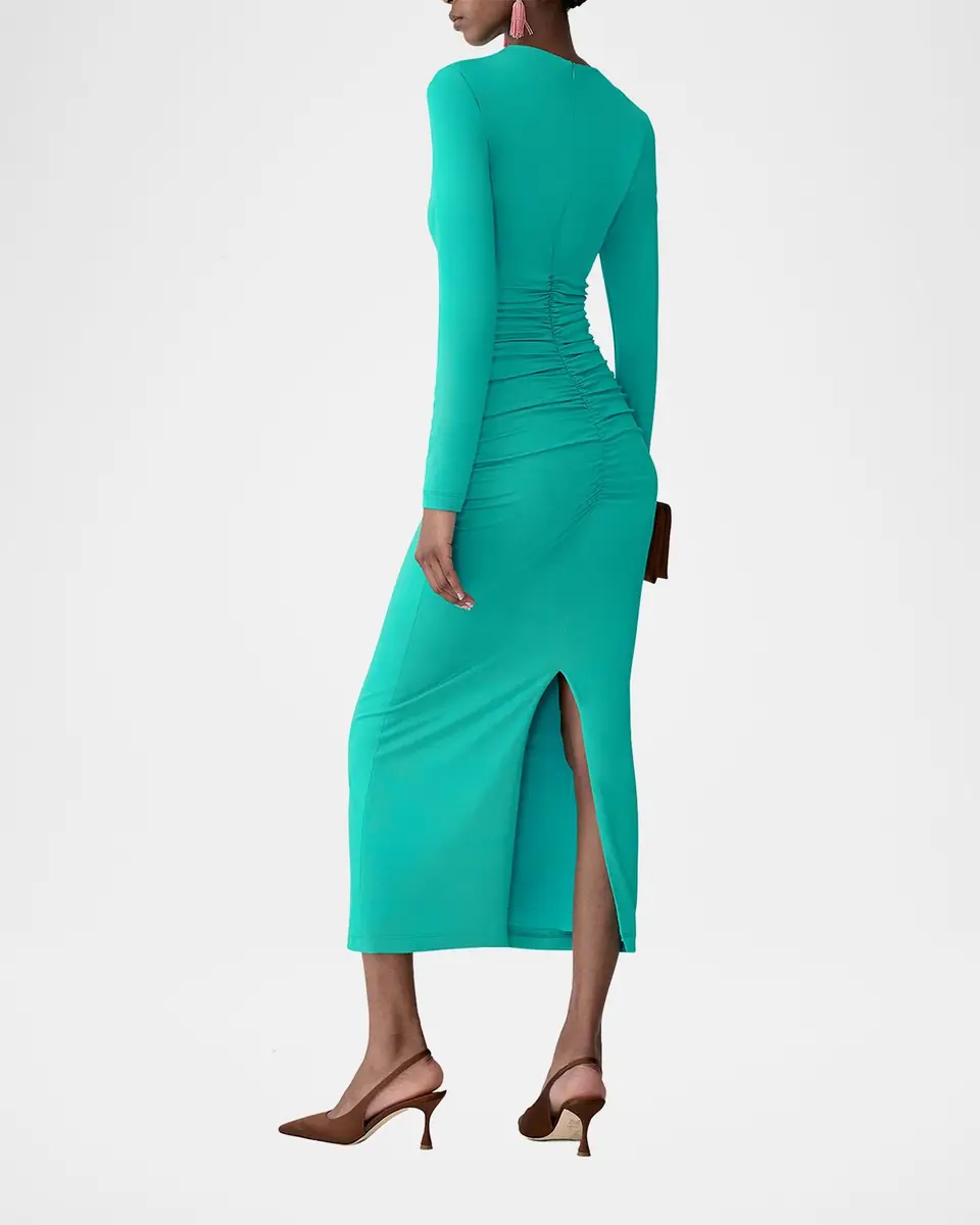 Carolina Herrera Ruched Long-Sleeve Midi Dress | Thumbnail 6 Carolina Herrera Ruched Long-Sleeve Midi Dress | Thumbnail 6
