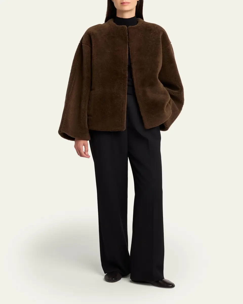 The Row Valorin Lamb Shearling Collarless Jacket | Thumbnail 2 The Row Valorin Lamb Shearling Collarless Jacket | Thumbnail 2