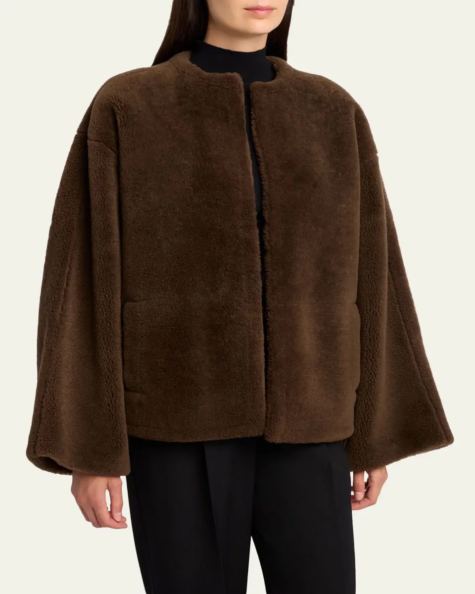 The Row Valorin Lamb Shearling Collarless Jacket | Thumbnail 4 The Row Valorin Lamb Shearling Collarless Jacket | Thumbnail 4