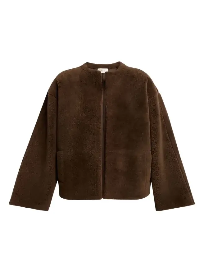 The Row Valorin Lamb Shearling Collarless Jacket