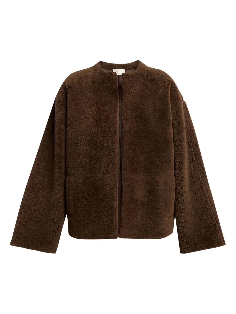 Valorin Lamb Shearling Collarless Jacket