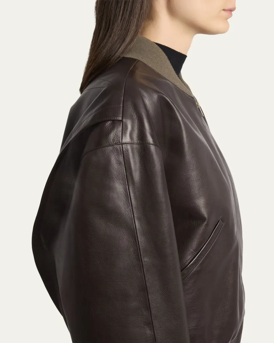 The Row Morisel Leather Bomber Jacket | Thumbnail 5 The Row Morisel Leather Bomber Jacket | Thumbnail 5