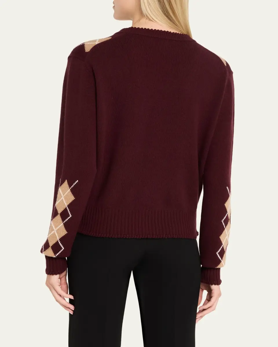 Chloé Wool-Cashmere Argyle V-Neck Sweater | Thumbnail 3 Chloé Wool-Cashmere Argyle V-Neck Sweater | Thumbnail 3