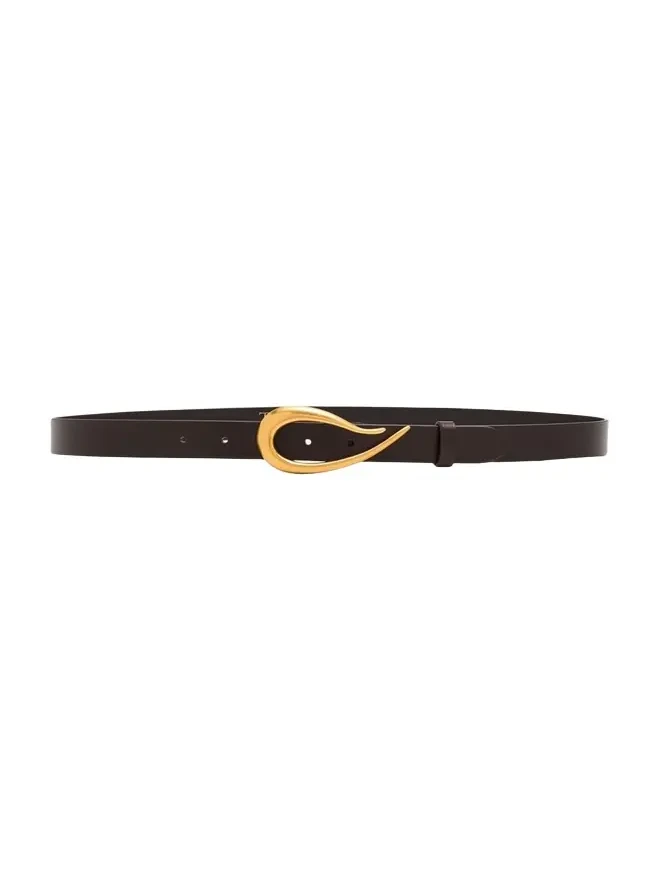 Medium Leather Belt with Snake Buckle