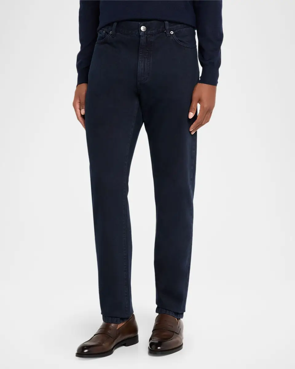 ZEGNA Men's Slim-Fit Marbled Cotton Five-Pocket Pants | Thumbnail 3