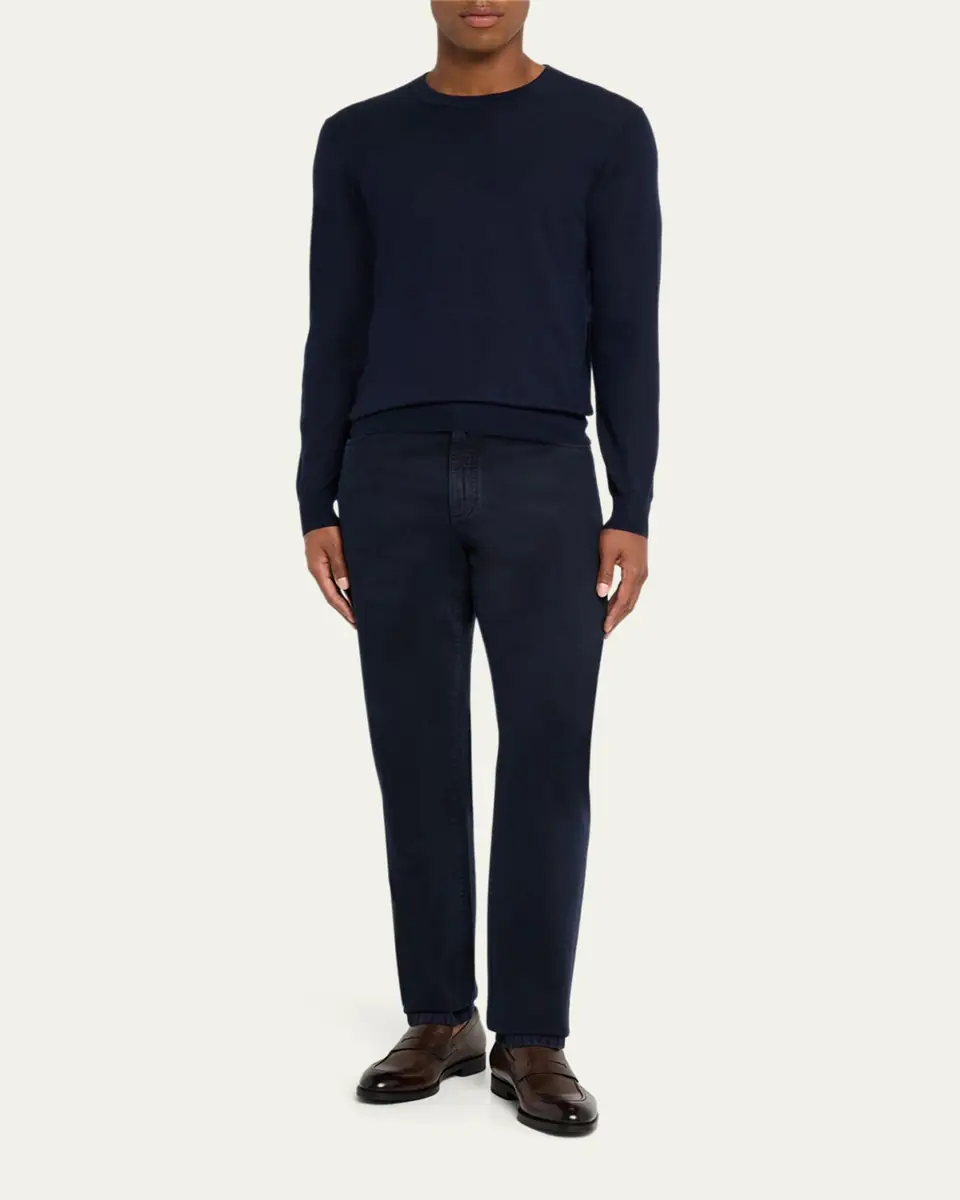 ZEGNA Men's Slim-Fit Marbled Cotton Five-Pocket Pants | Thumbnail 6