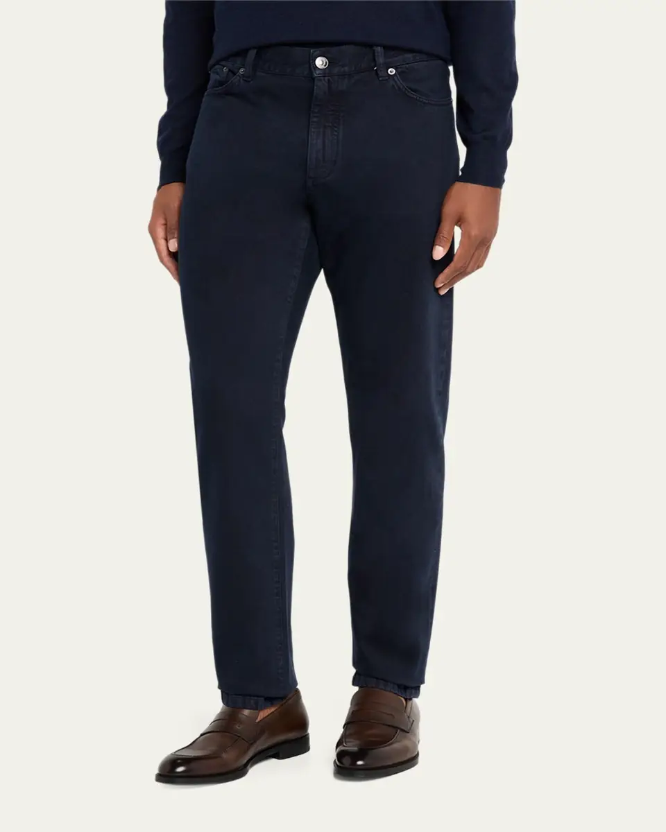 ZEGNA Men's Slim-Fit Marbled Cotton Five-Pocket Pants | Thumbnail 8